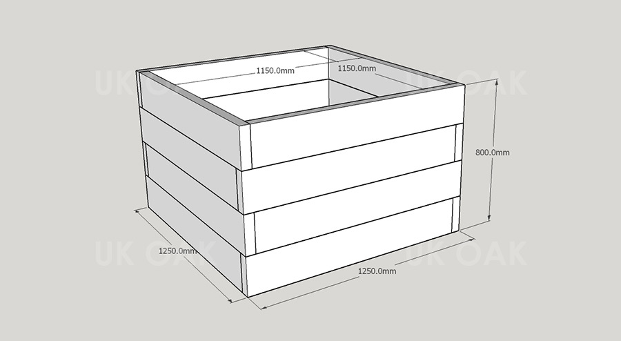 Planed FlowerBed Oak Kit - 1.2m x 1.2m