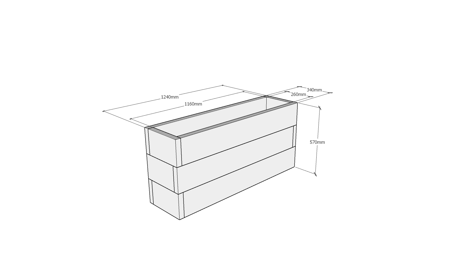 Planed FlowerBed Oak Kit - 1.2m x 0.3m