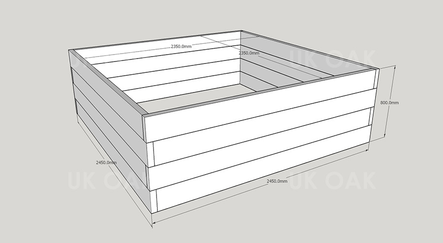 Planed FlowerBed Oak Kit - 2.4m x 2.4m