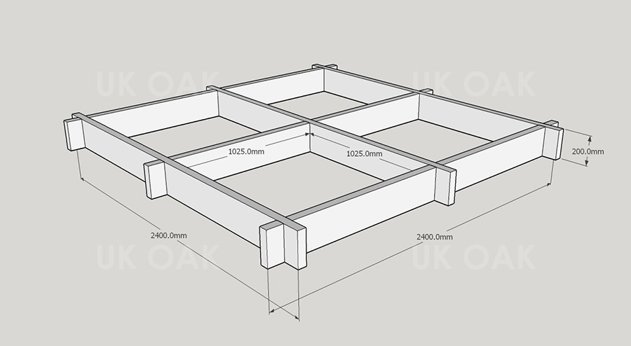 Slot Together Oak Raised Bed Kit - Herb 2.4m