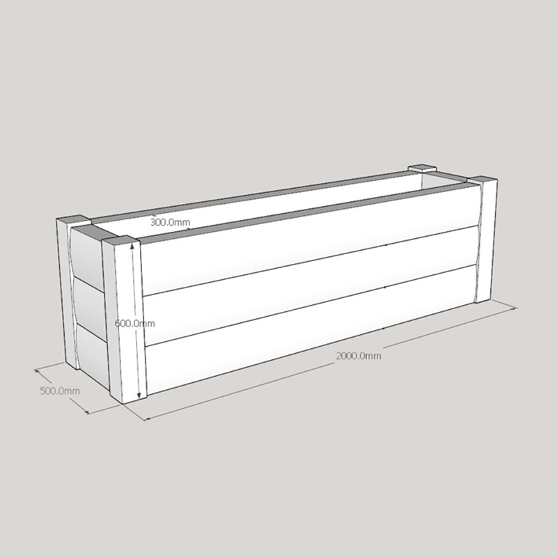 Brown Loglap Planter 2000 x 500