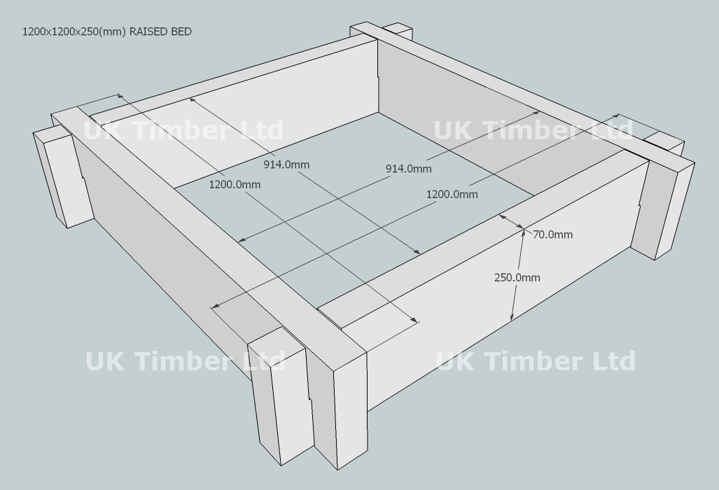 Slot Together Heavyweight Oak Raised Bed Kit - Square