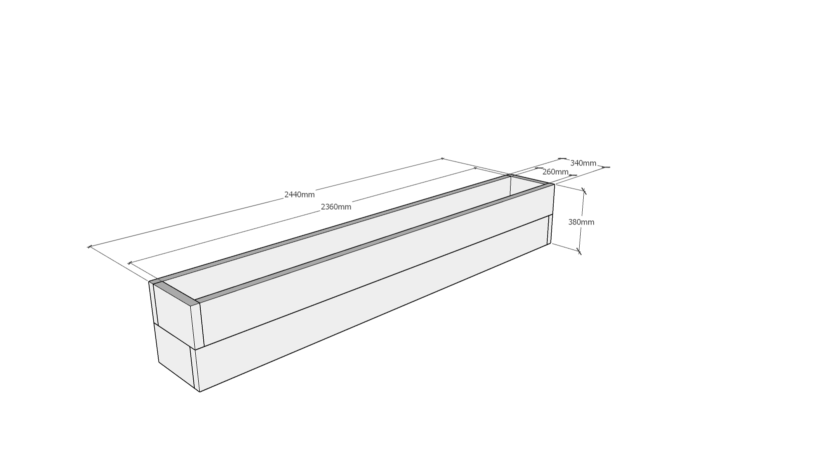 Planed FlowerBed Oak Kit - 2.4m x 0.3m