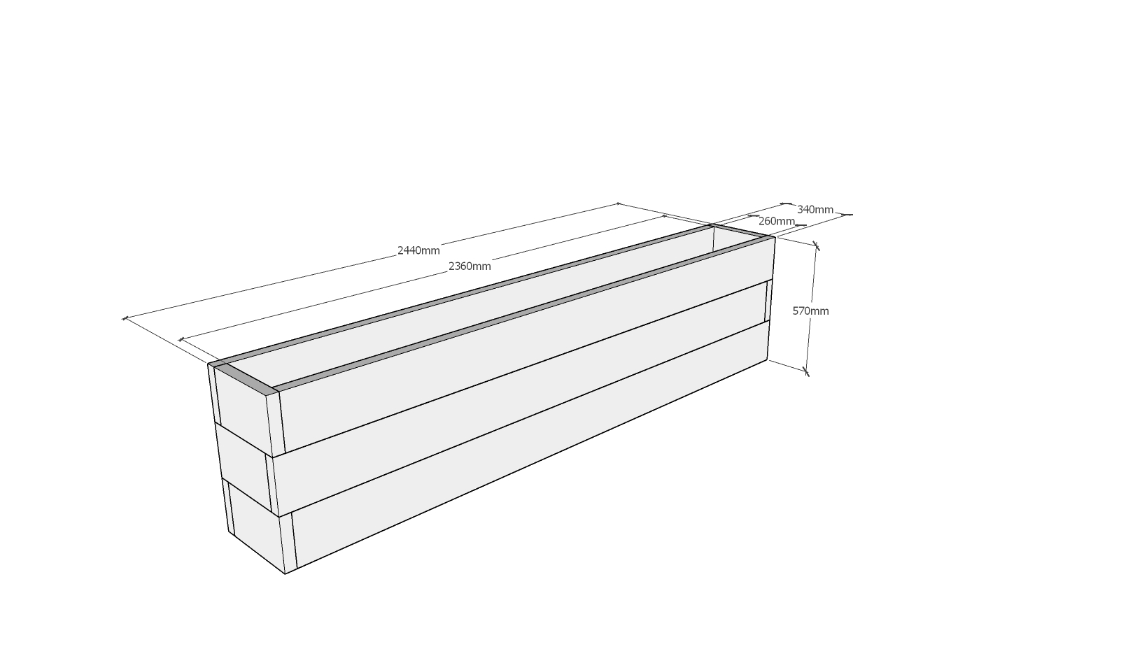 Planed FlowerBed Oak Kit - 2.4m x 0.3m