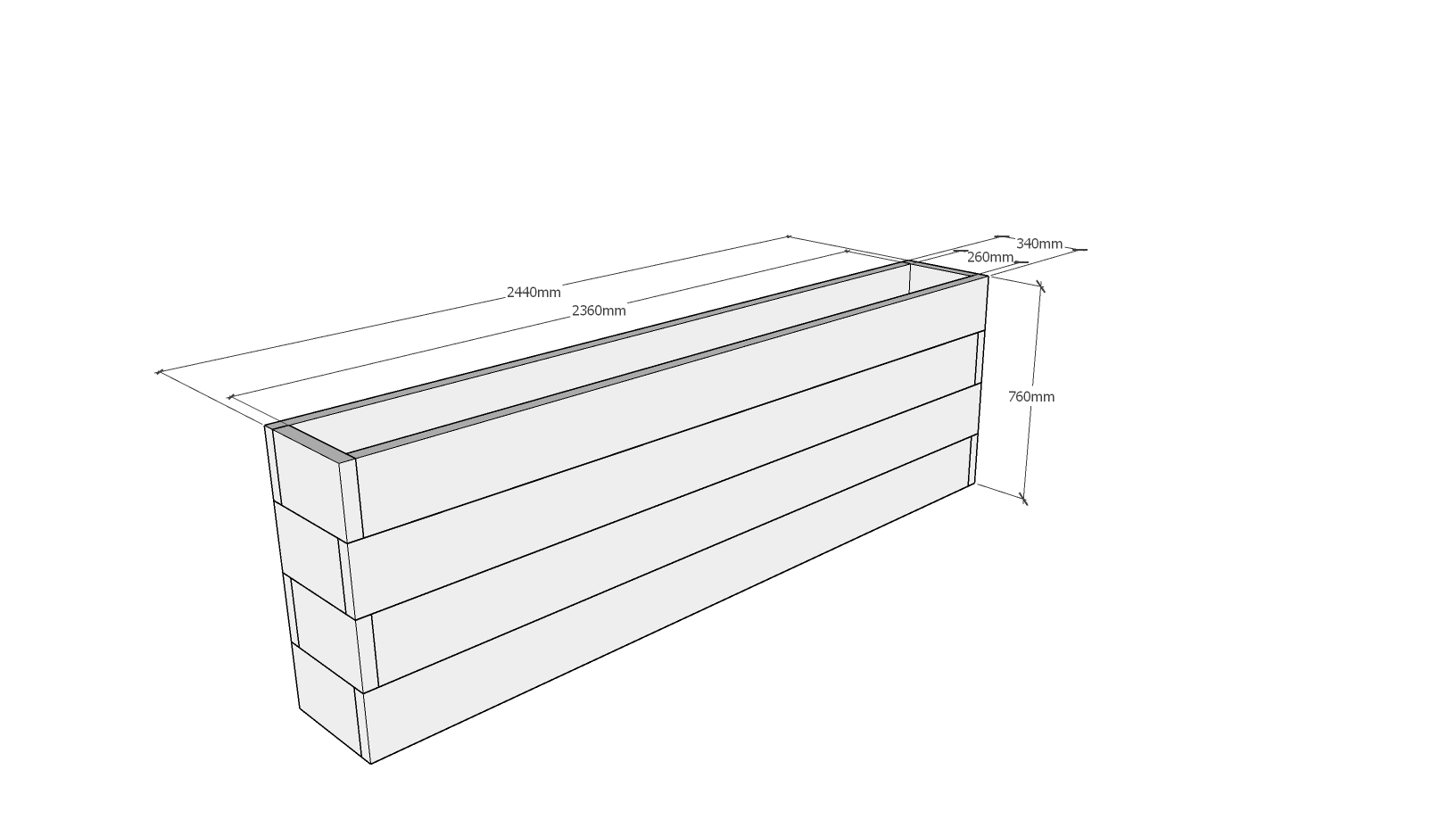 Planed FlowerBed Oak Kit - 2.4m x 0.3m