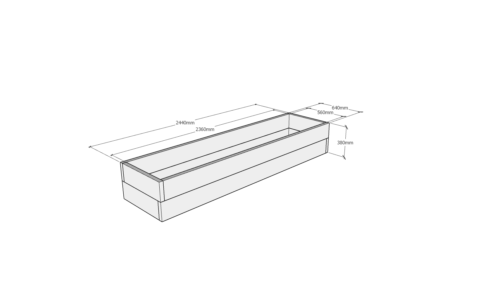 Planed FlowerBed Oak Kit - 2.4m x 0.6m