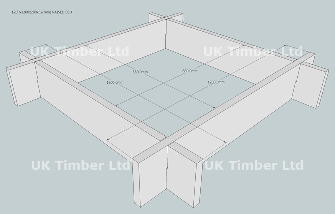 Slot Together Regular Oak Raised Bed Kit - Square