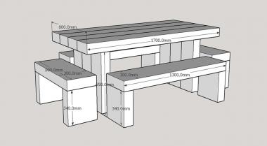 Douglas Fir Refectory Table and Seating Furniture Set - Grand