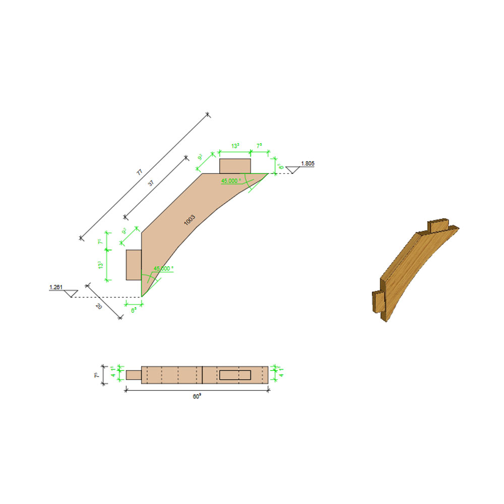 Oak Curved Wind Brace